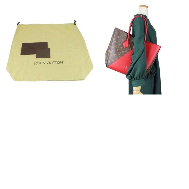 Louis Vuitton Tote Bag Kimono MM M40459 Monogram Leather Threes Red Brown Gold