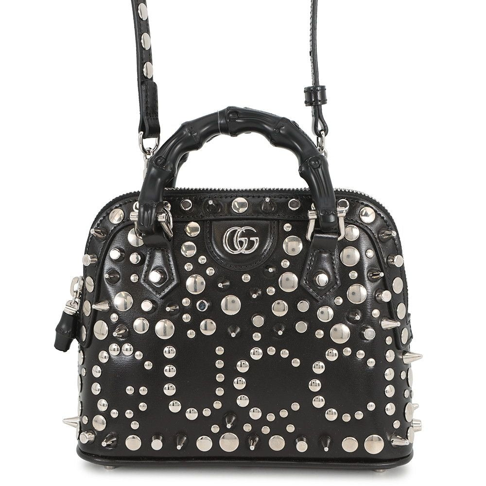 Gucci Handbag Diana Bamboo Studs Mini Leather Metal 2-Way