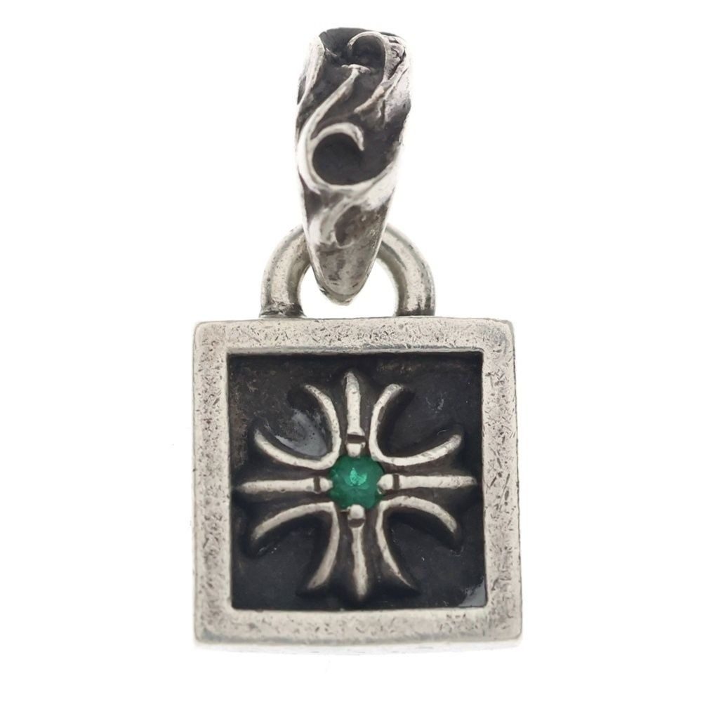 Chrome Hearts Framed CH Plus Emerald Charm Pendant Top Silver