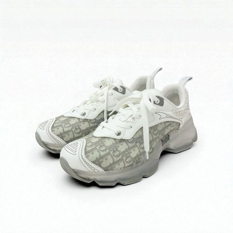 Christian Dior Sneakers Shoes Leather Rubber Fabric White Gray Logo