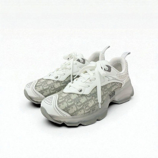 Christian Dior Sneakers Shoes Leather Rubber Fabric White Gray Logo