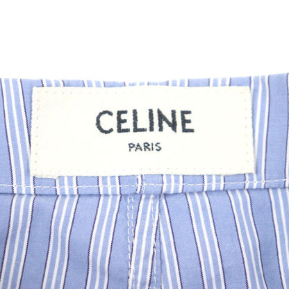 Celine 2p01a870v 100% Cotton Stripe Poplin Triomphe Embroidered Logo Button