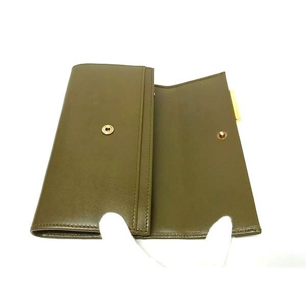 Gucci Leather Belt Motif Folded Long Wallet Women Khaki Bp1211 — view 3
