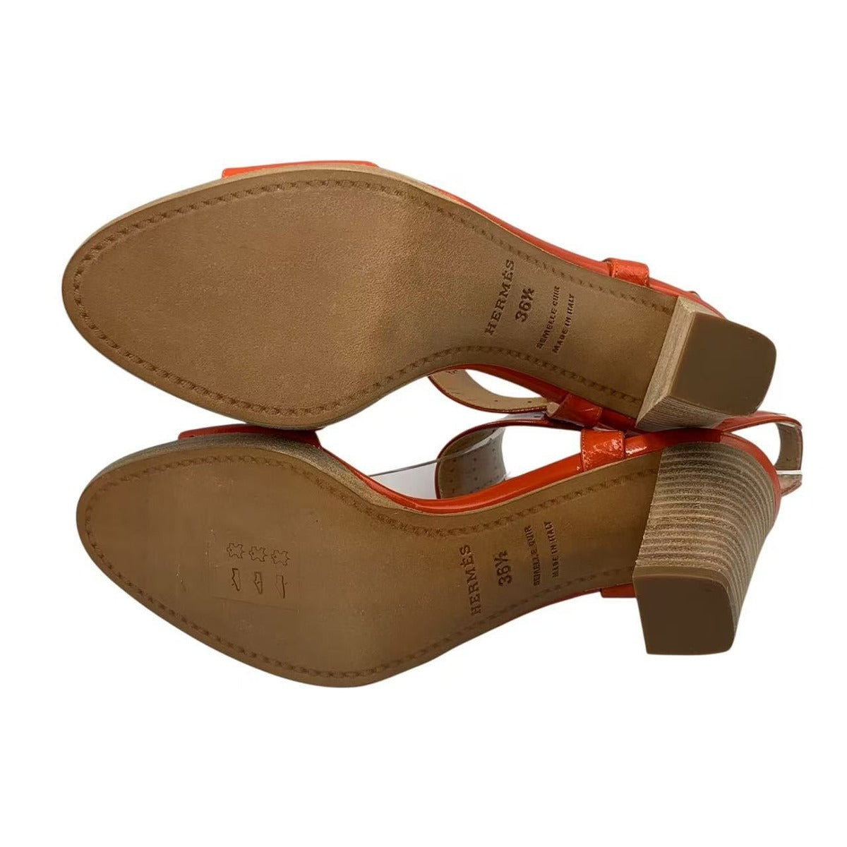 Hermes Heel Sandals Orange Logo 36.5 — view 7