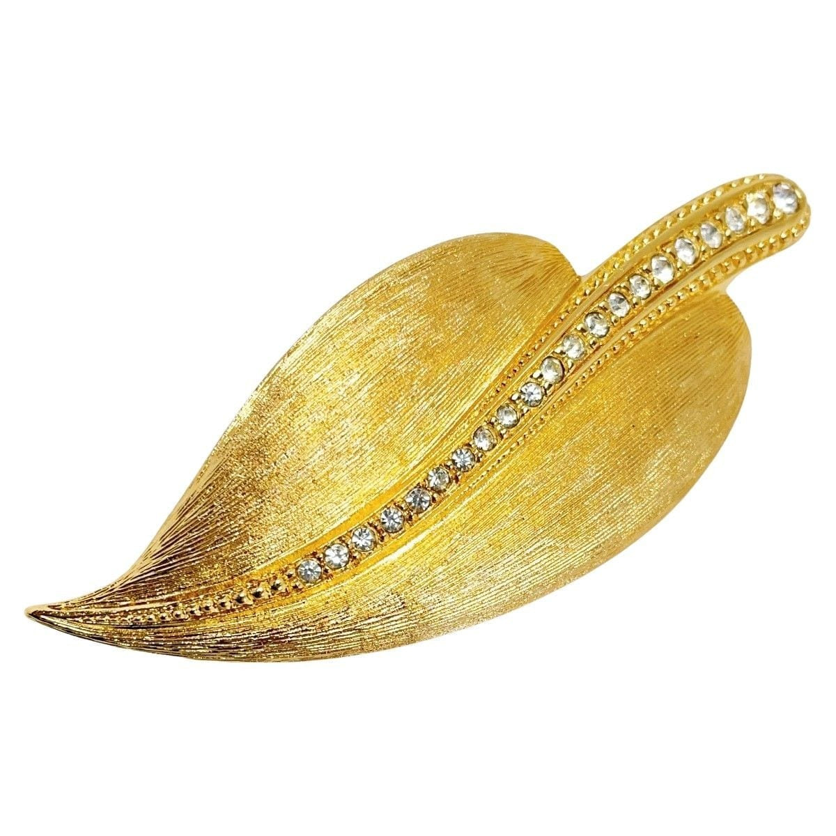 Christian Dior Leaf Motif Brooch Gold GP Accessories Box