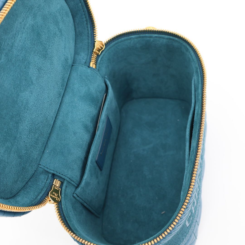 Christian DIOR Travel Canage Stitch Leather Small Vanity Shoulder Bag