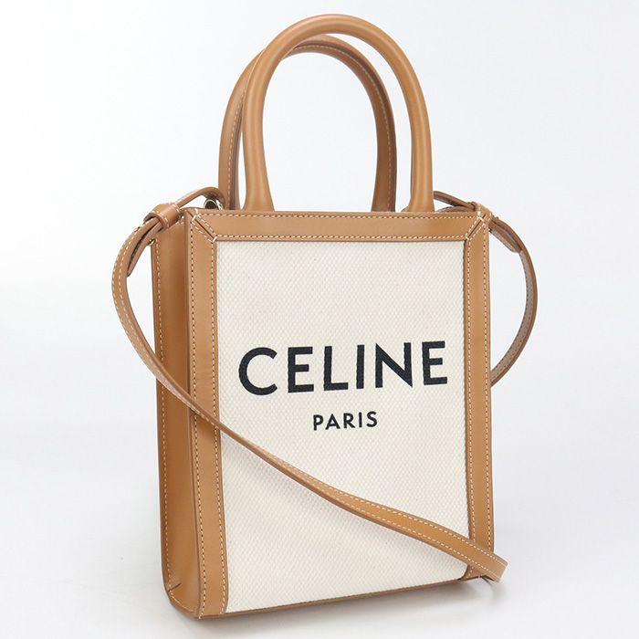 Celine Mini Vertical Cabas Handbag Canvas Calf Womens