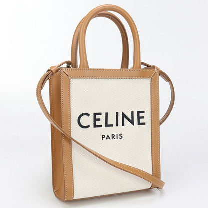 Celine Mini Vertical Cabas Handbag Canvas Calf Womens