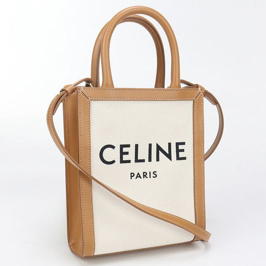 Celine Mini Vertical Cabas Handbag Canvas Calf Womens