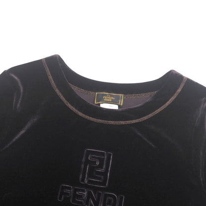 Fendi Vintage Cut And Sewn Size M FF Zucca Logo Velvet Long Sleeves Velour