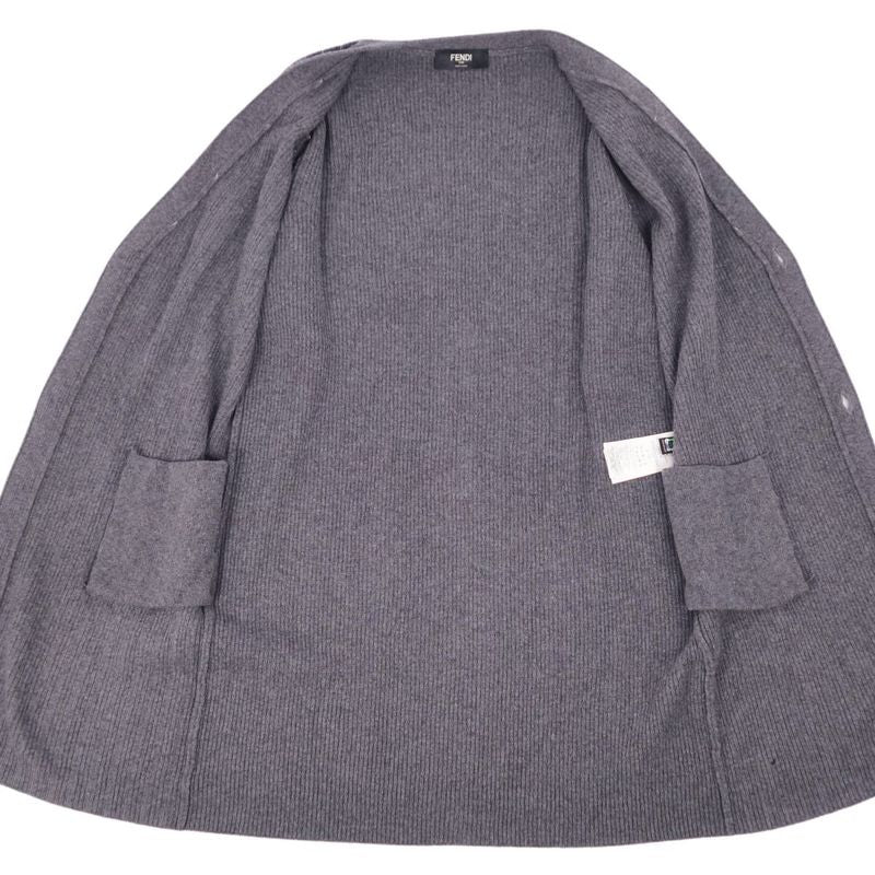 Fendi Knit Long Cardigan With Ball Chain