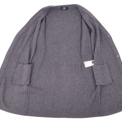 Fendi Knit Long Cardigan With Ball Chain