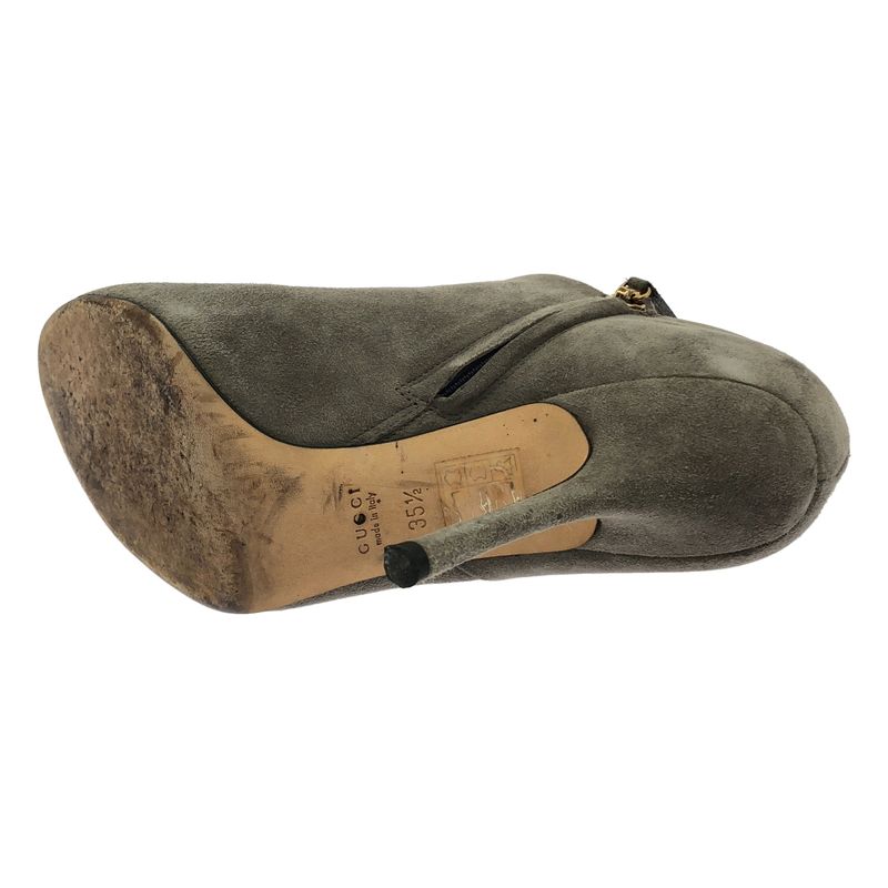 Gucci Suede Leather Booties 225577 Gray 35 1 2