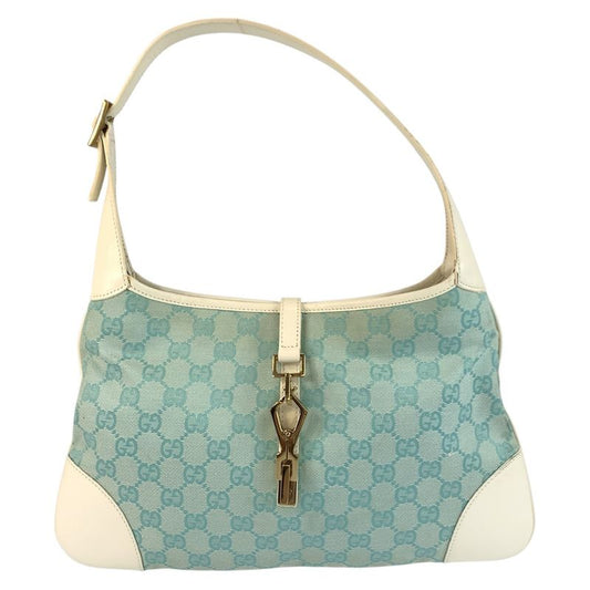 Gucci Jackie Light Blue GG Canvas/leather 001 4057 Hobo Shoulder Bag Women