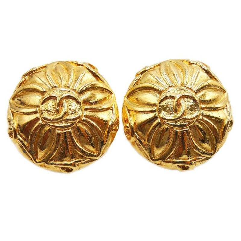 Chanel Floral Coco Mark GP Gold Earrings and