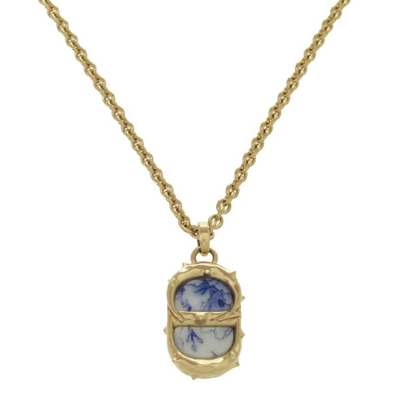 Dior CD Icon Logo Gold Blue Necklace Accessories 0575