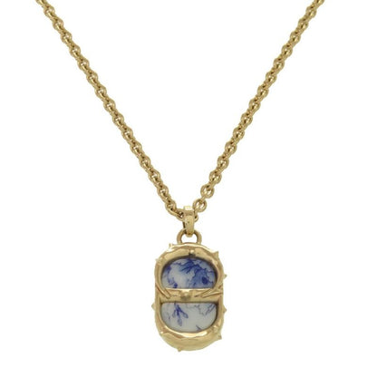 Dior CD Icon Logo Gold Blue Necklace Accessories 0575