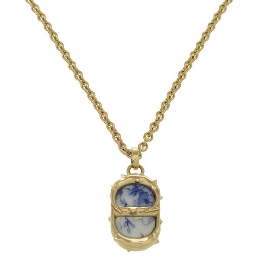 Dior CD Icon Logo Gold Blue Necklace Accessories 0575