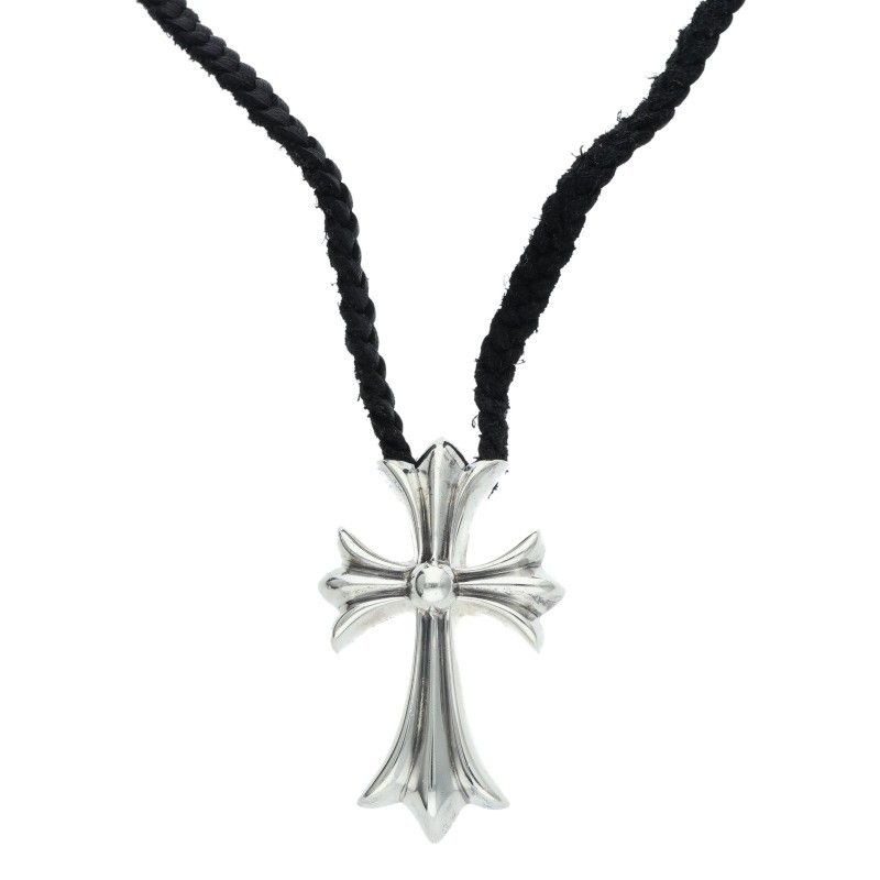 Chrome Hearts CH Crs Sml BC Small CH Cross Boro Chip Silver Necklace