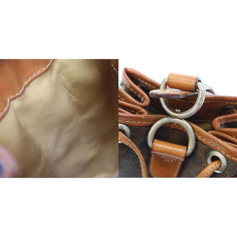 Celine Vintage Macadam PVC Shoulder Bag Brown