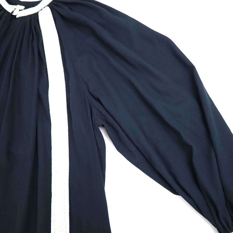 Hermes 12ss Cotton Stretch Maxi Dress Blue White 42