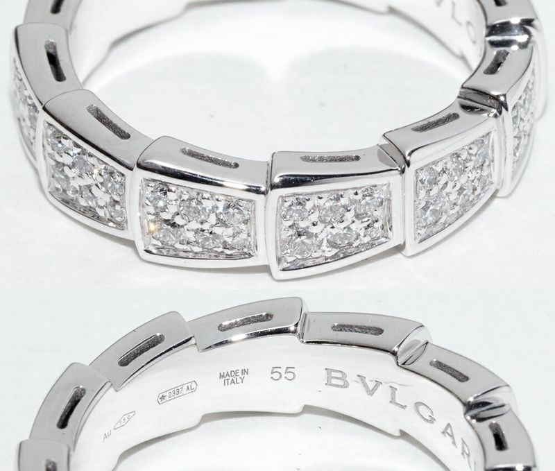 Bulgari Ring 18K White Gold Diamond Serpenti Viper Ring An857940