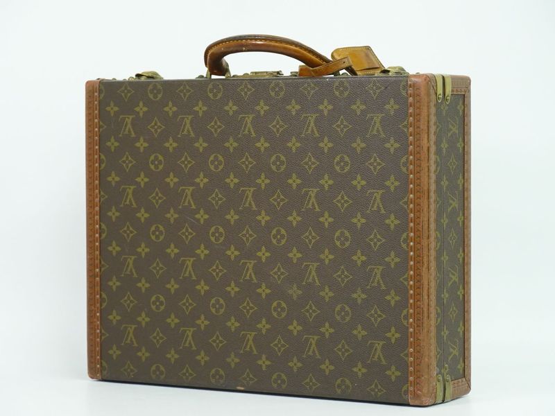 Authentic Louis Vuitton LV President Monogram Attache Case Handbag Brown M53012