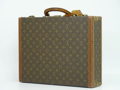 Authentic Louis Vuitton LV President Monogram Attache Case Handbag Brown M53012