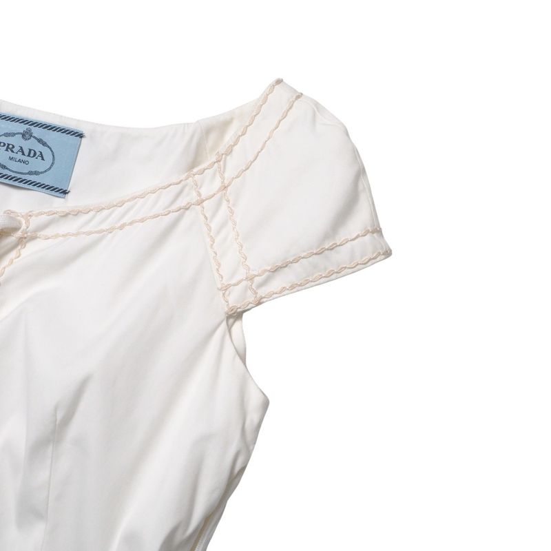 Prada Dress Size 38S Stitched Gathered Cap Sleeves Made In Italy 20250602 Ra4986