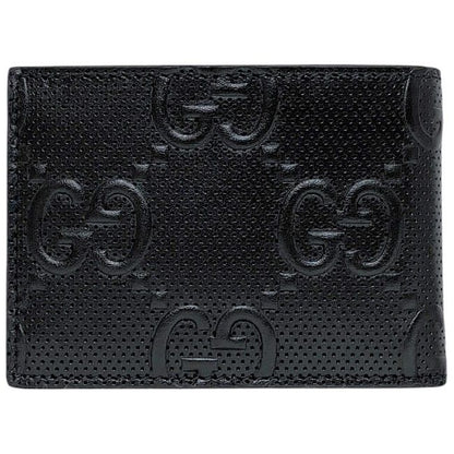 Gucci Bifold Wallet Black GG Embossed 625559 Unused Billfold