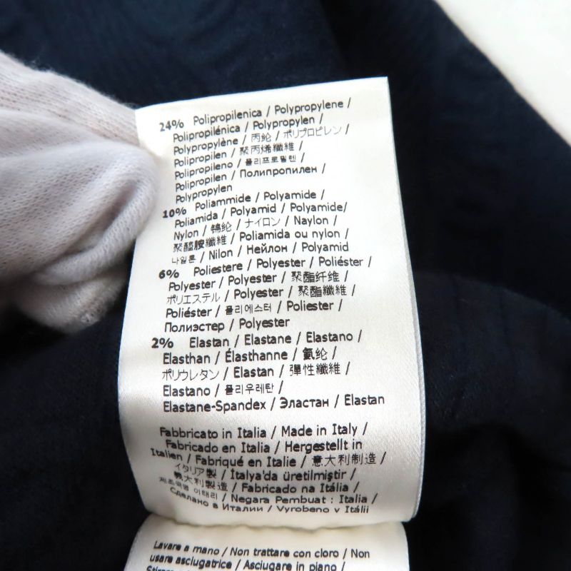 Fendi 2022 Fzx831 FF Logo Crewneck Cropped Long Sleeve Knit Navy 40 Made In