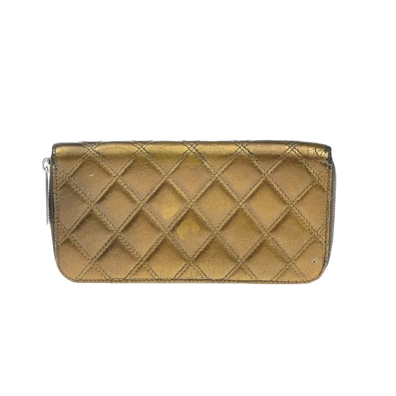 Chanel Matelasse Long Wallet Round Zipper Paris New York Bronze 04kb038