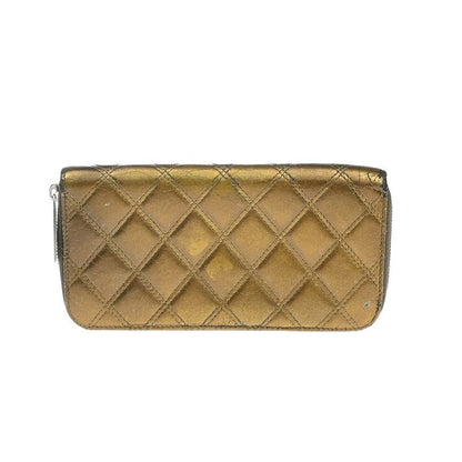 Chanel Matelasse Long Wallet Round Zipper Paris New York Bronze 04kb038