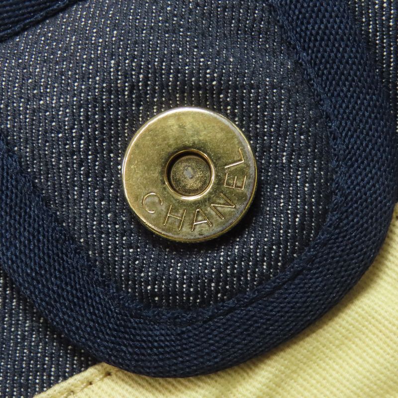 Chanel Deauville Gold Hardware Tote Bag Denim Women's