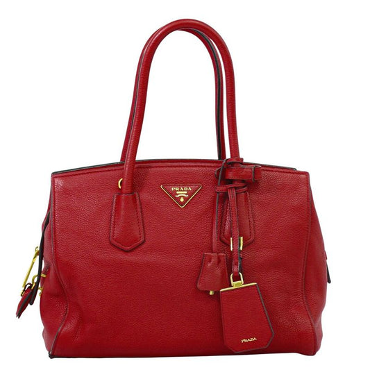 Authentic Prada Leather Tote Handbag Red Bn2769 Bag Pre-owned [follow-up