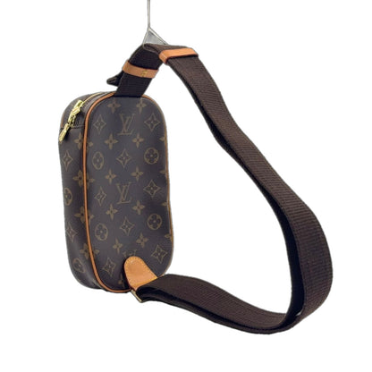 Louis Vuitton Pochette Gange Monogram Leather Brown Belt Bag Gold — view 2