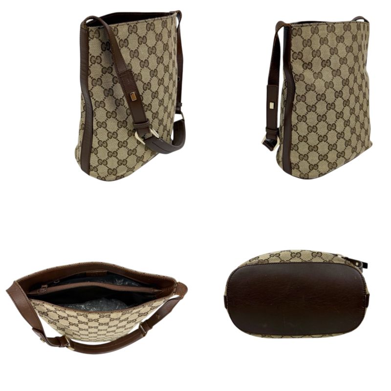 Gucci Bucket Shape One Shoulder Bag Handbag Shoulder GG Canvas Brown Beige