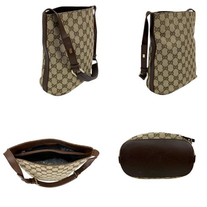 Gucci Bucket Shape One Shoulder Bag Handbag Shoulder GG Canvas Brown Beige
