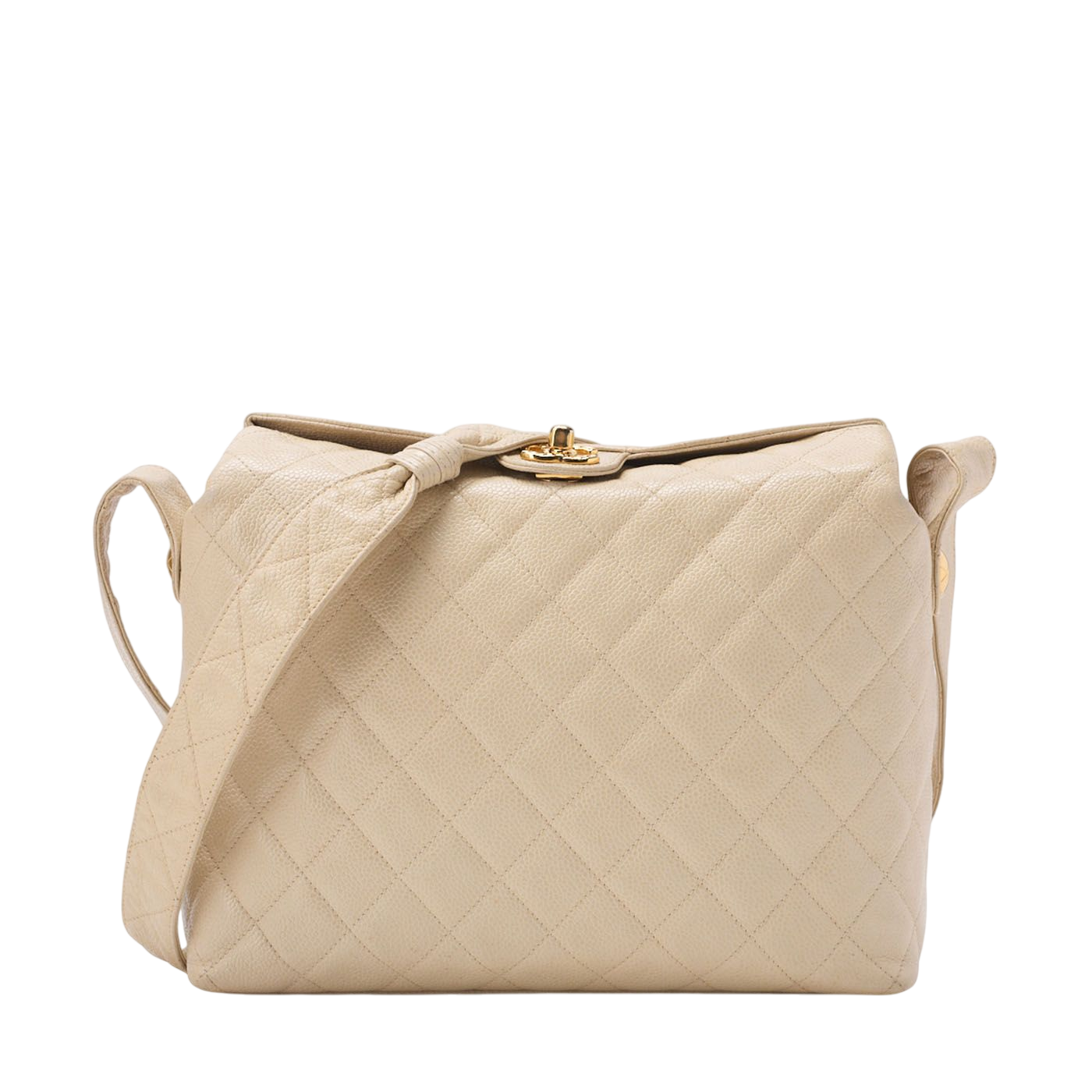 Chanel Matelasse Upper Coco Mark Shoulder Bag Caviar Skin Veige With Gold