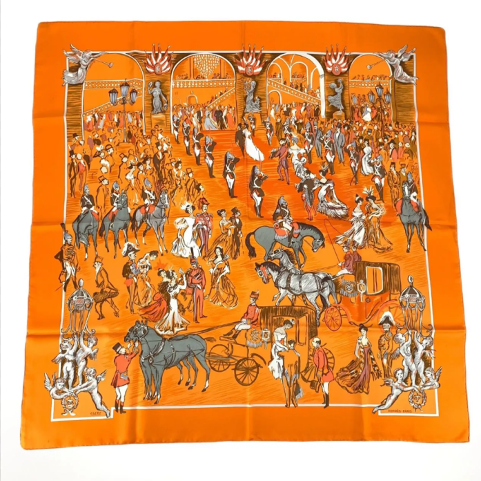 Hermes Carre 90 Scarf Soiree DE GALA Clerc/evening At The Gala