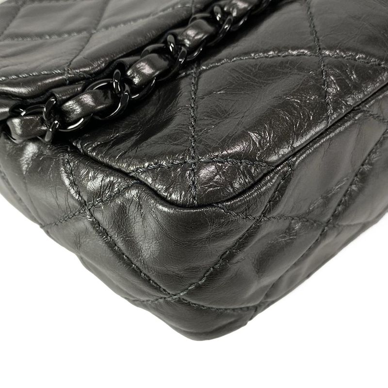 Chanel Shoulder Bag Luxury Linematelasse Dark Gray Chain Shoulder/black