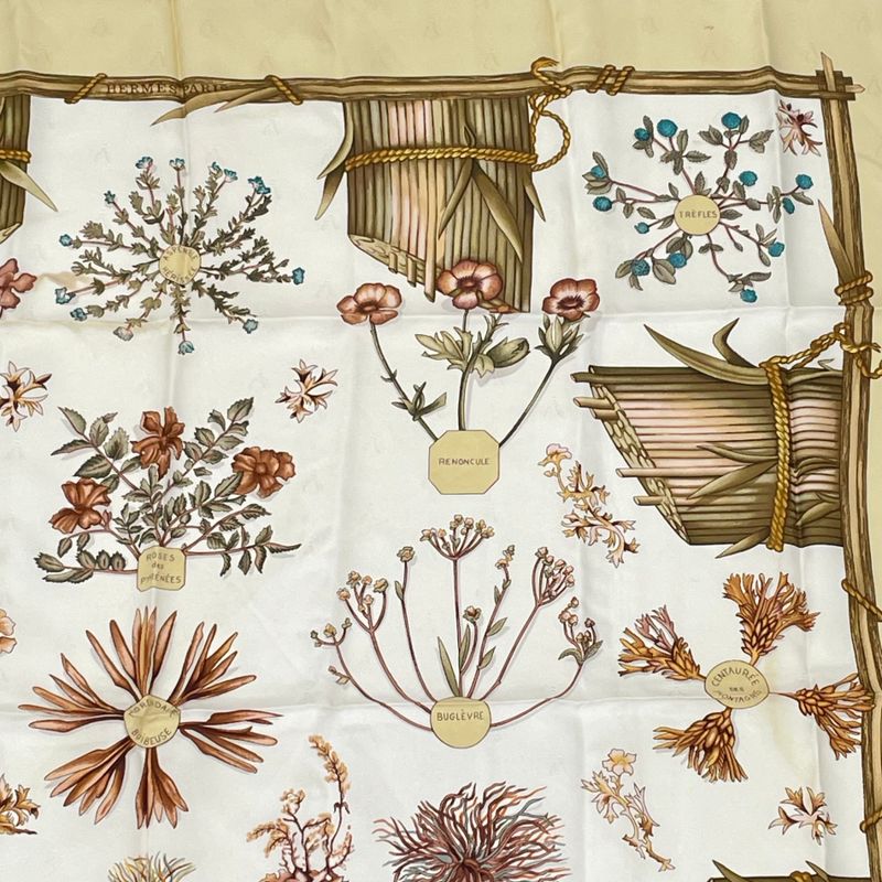 Hermes Herbier De Gavarnie Carre 90 Scarf Gavarnie Pressed Flowers Of The