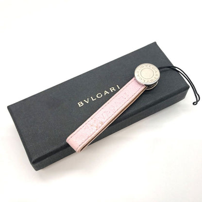 Bvlgari Leather Key Holder Strap Bag Charm Ladies Men's Pink Preowned 005100