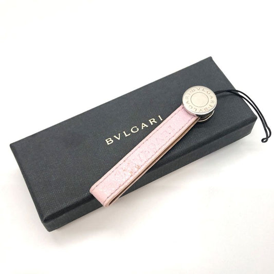 Bvlgari Leather Key Holder Strap Bag Charm Ladies Men's Pink Preowned 005100