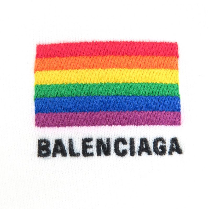 Balenciaga 21AW 651799 100% Cotton Lgbtq Logo Rainbow Embroidery Oversized