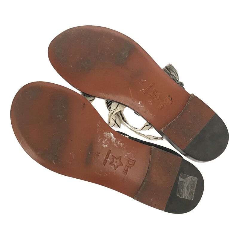 Christian DIOR | J'adior Ankle Ribbon Flat Sandals | 38 | Black | Women's