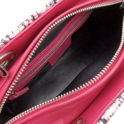 Christian Dior 2way Bag Lady Dior Medium Bag Tweed Pinkish Silver Hardware