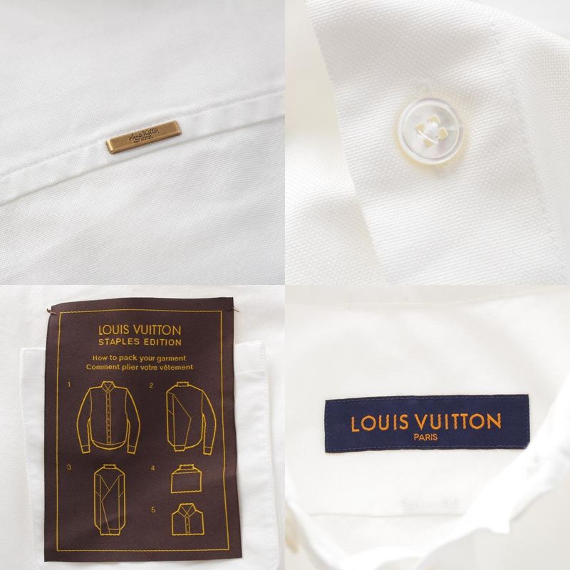 Louis Vuitton 20SS Cotton LV Label Long Sleeve Long Sleeve Shirt Top White XS