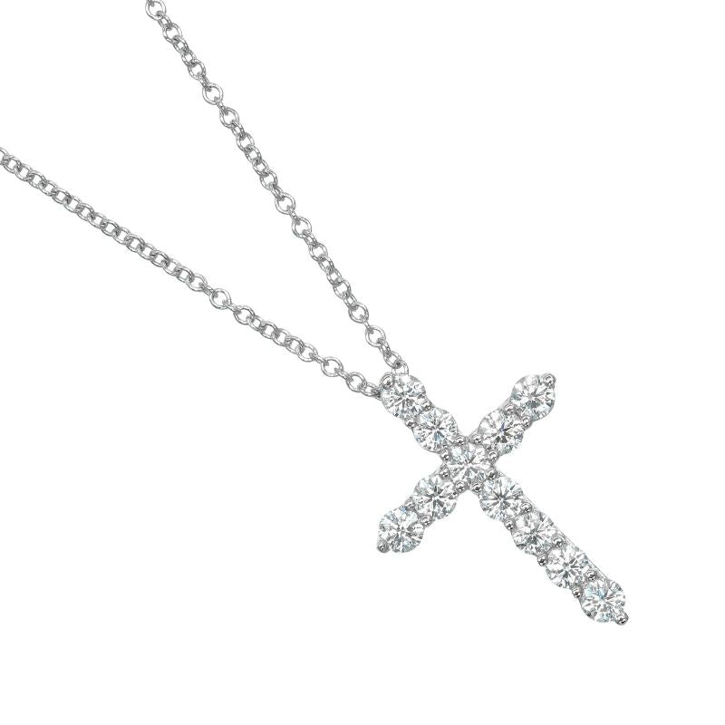 Tiffany & Co Small Cross Pt950platinum × Diamond Ladies 3.54g Necklace