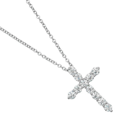 Tiffany & Co Small Cross Pt950platinum × Diamond Ladies 3.54g Necklace